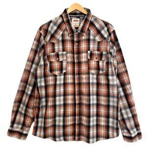 Levi's Western Plaid Pearl Snap Button Long Sleeve Shirt Mens Size XL Modern Fit